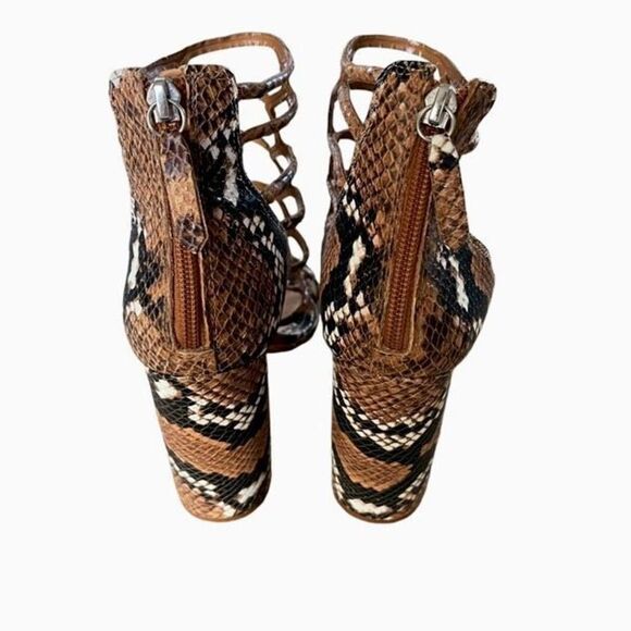 Schutz Womens Snakeskin Print‎ Leather Caged Gladiator Julianna Sandals Tan 9.5 - Picture 6 of 9